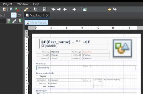 Dynamic CV Generation with JasperReport (BI)